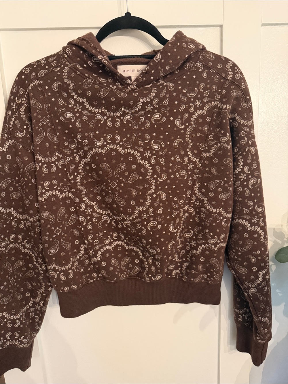 Hippie Rose Brown Bandana-Print Pullover Hoodie